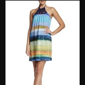 Trina Turk Amaia Crochet Yoke Silk Dress Size 0